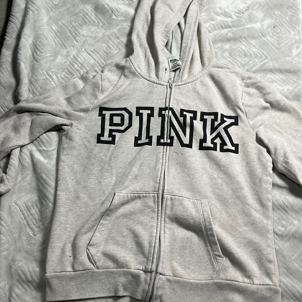 grey pink jacket